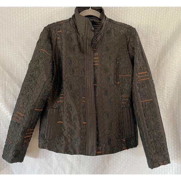Chico's Jackets & Blazers - Chico's Embroidered Black and Brown Jacket - Blazer Chico's Size 1 - Medium